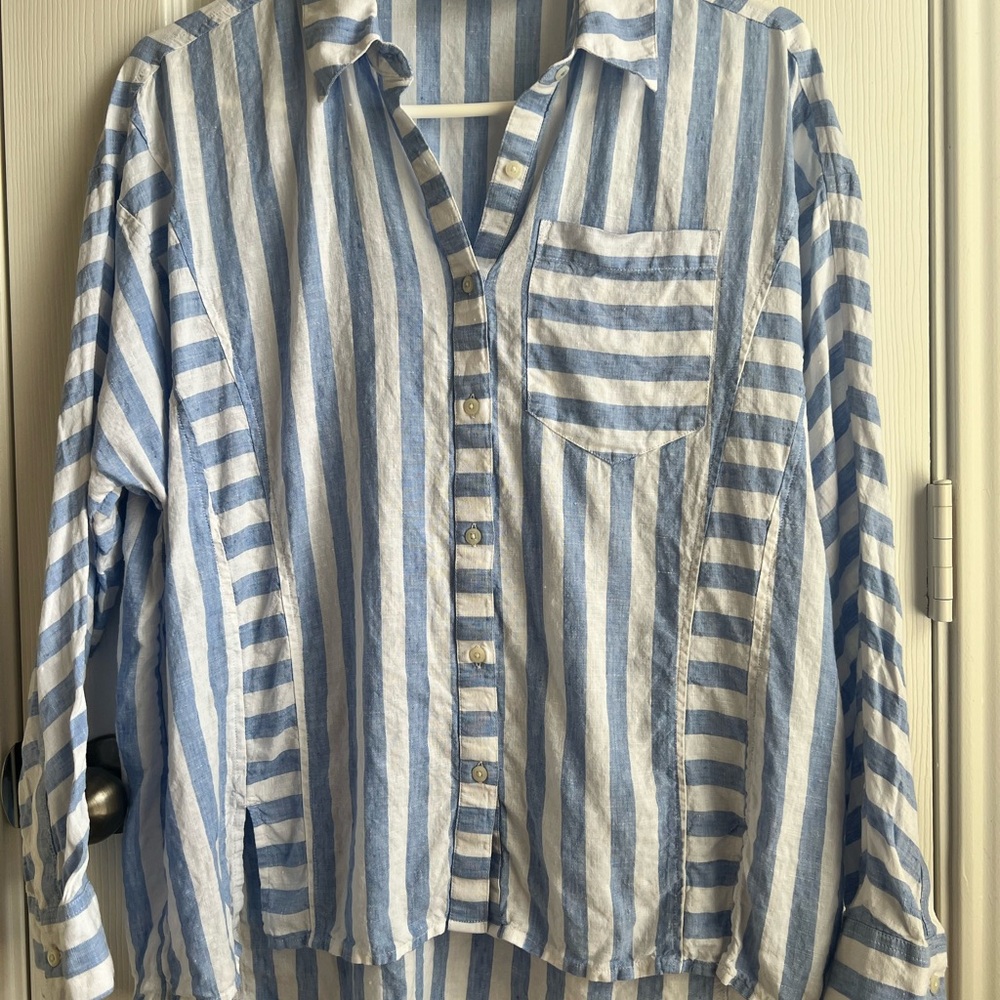 Vineyard Vines 100% Linen Striped Button Down Shirt